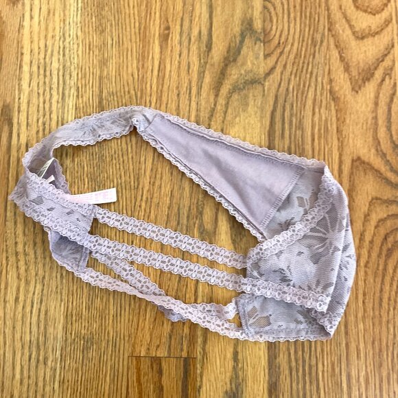 NEW NWT VS PINK VICTORIA'S SECRET Lace Strappy Thong Panty Lilac Lavender Purple - Picture 9 of 14